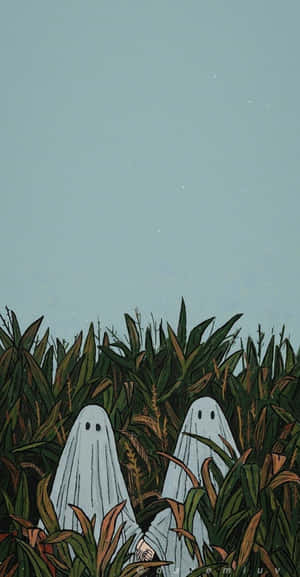 Whimsical Ghostly Friendsin Cornfield.jpg Wallpaper