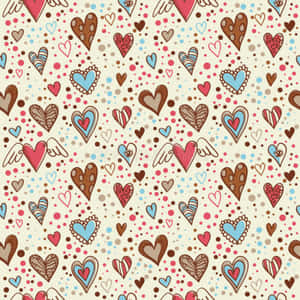 Whimsical Heart Doodle On Vibrant Background Wallpaper
