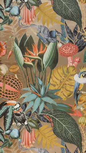 Whimsical Jungle Print Design Wallpaper