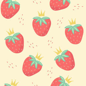 Whimsical Royalty - Cute Strawberry Wearing A Crown In Pastel Shades Wallpaper