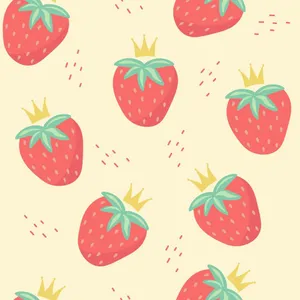 Whimsical Royalty - Cute Strawberry Wearing A Crown In Pastel Shades Wallpaper