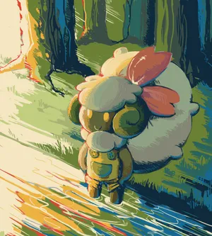 Whimsicott Dressed Up In The Forest Wallpaper