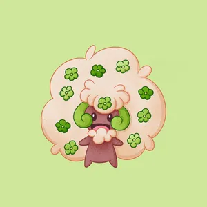 Whimsicott Green Flowers Wallpaper