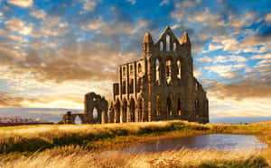 Whitby Abbey Sunset Glow Wallpaper