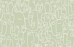 White Abstract Faces Sage Aesthetic Wallpaper