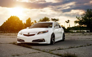 White Acura R L Sunset Glow Wallpaper