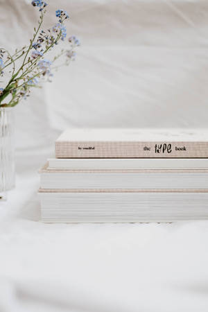 White Aesthetic Books Wallpaper