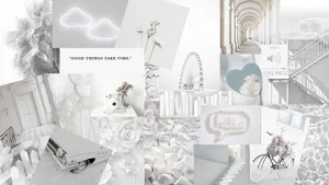 White Aesthetic Laptop Outdoors Wallpaper