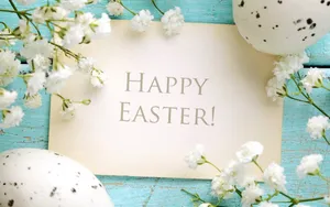 White And Mint Green Theme Happy Easter Poster Wallpaper