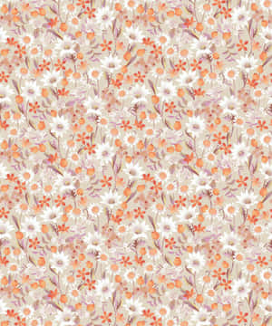 White And Orange Flower Series Pattern Wallpaper