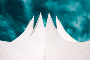 White And Teal Art With Sharp Tip Wallpaper