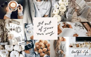 White Autumn Aesthetic Collage Wallpaper