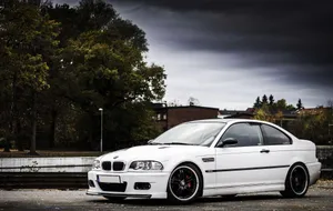 White_ B M W_ E46_ Coupe_ Urban_ Background Wallpaper