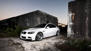 White Bmw M3 Car Parking Lot Wallpaper