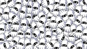White Calamari Mascots In A Cluster Wallpaper
