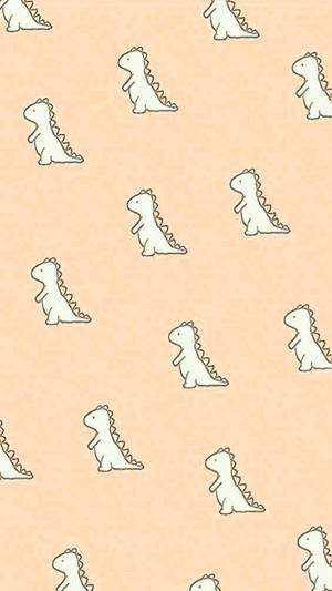 White Cartoon Dinosaur Phone Wallpaper