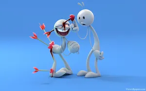 White Creatures And Arrows Animated Desktop Wallpaper