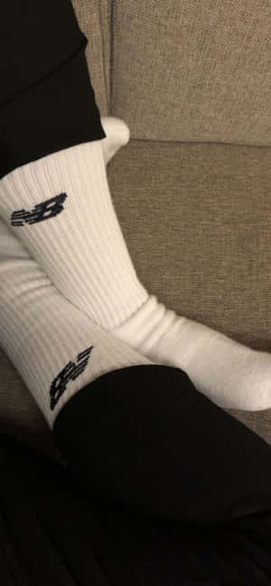 White Crew Socks With Logo Wallpaper