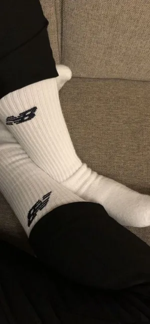 White Crew Socks With Logo Wallpaper