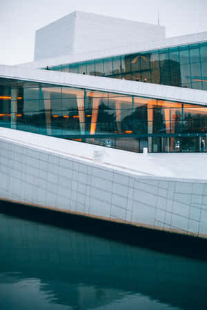 White Details Of Oslo Opera House Wallpaper