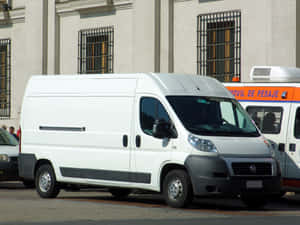 White Fiat Ducato Van Parked Wallpaper