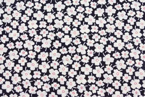 White Floral Patternon Black Fabric Wallpaper