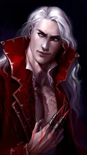 White Haired Fantasy Character Red Cloak Wallpaper