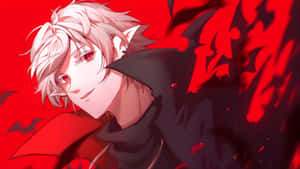 White Haired Vampire In Red Wallpaper