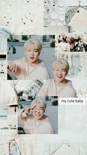 White Jimin Aesthetic Collage Wallpaper