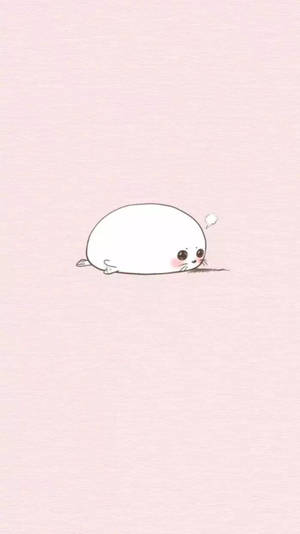 White Kawaii Seal Tumblr Iphone Wallpaper