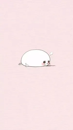White Kawaii Seal Tumblr Iphone Wallpaper