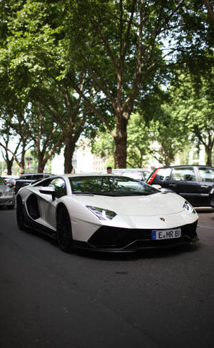 White Lamborghini Galaxy Wallpaper