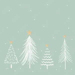 White Line Simple Aesthetic Cute Christmas Trees Wallpaper
