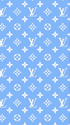 White Louis Vuitton Monogram On Light Blue Wallpaper