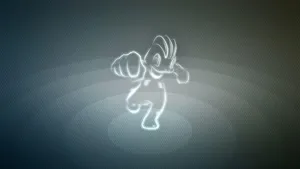 White Machop Outline On Textured Background Wallpaper