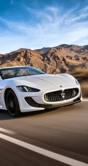 White Maserati Grancabrio Car Iphone Wallpaper