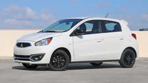 White Mitsubishi Mirage Side View Wallpaper