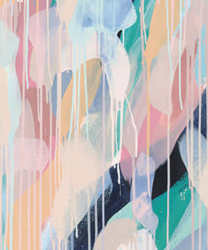 White Paint Drip Over Abstract Painting Wallpaper