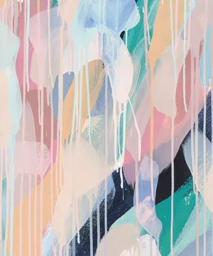 White Paint Drip Over Abstract Painting Wallpaper