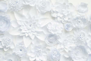 White Paper Floral Artwork Wallpaper