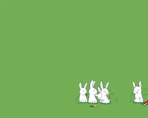 White Rabbits Sage Green Desktop Wallpaper