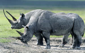 White Rhinoceros Duoin Grassland.jpg Wallpaper