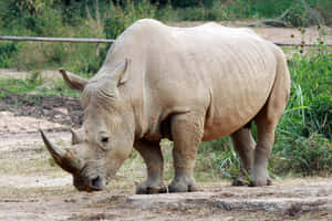 White Rhinoceros Standingin Habitat.jpg Wallpaper