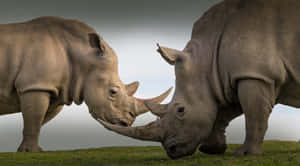 White Rhinos Confrontation Wallpaper