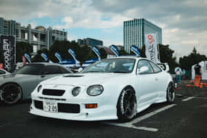 White Toyota Celica Custom Car Show Wallpaper