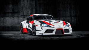 White Toyota Supra Racing Car Wallpaper