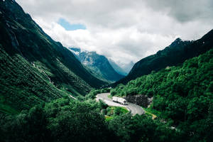 White Truck Norway Valley Road Wallpaper