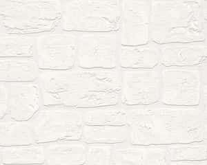 White Wall With Multifaceted Bricks Wallpaper