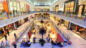 Wide Angle Shot Shopping Mall Wallpaper