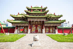 Wide-angle Shot Winter Palace Of The Bogd Khan Wallpaper